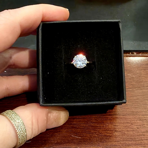 Jewelry - Certified 2 Carat Moissanite 18k Gold Plated Over Sterling Silver Ring